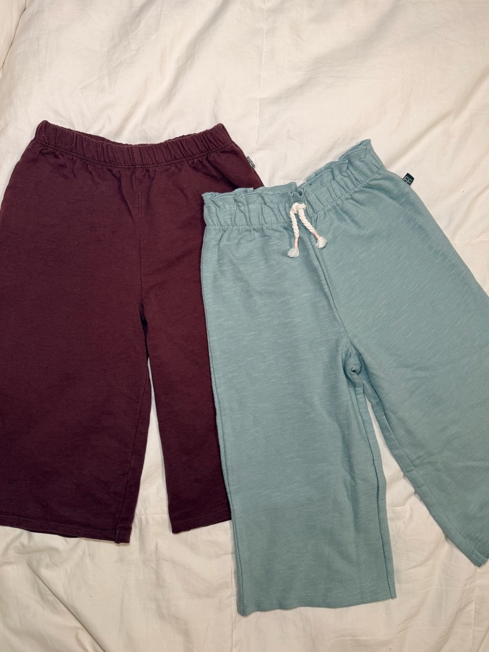 2x Kids Pull-On Wide Leg Pants - Dusty Blue & Deep Plum - 4T